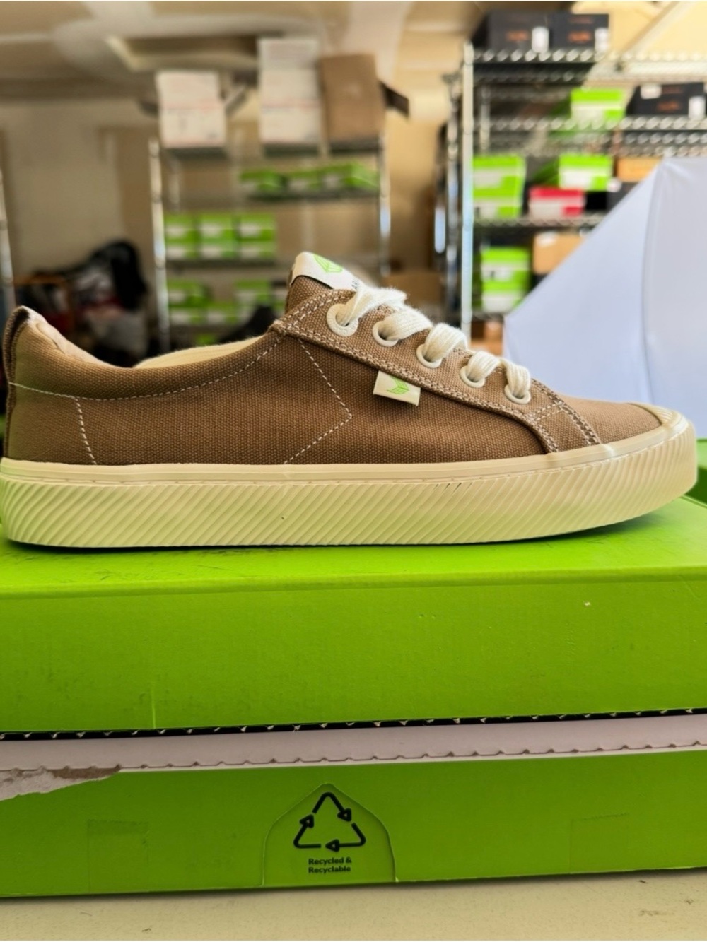 Cariuma Low-Top Sneakers in Off-White with Black Logo - Picture 4 of 10